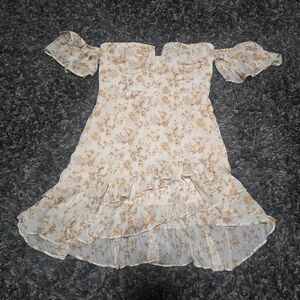 Cider Cream Ruched Off-Shoulder Sundress